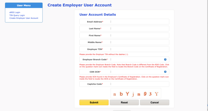 create an employer account using ereg system