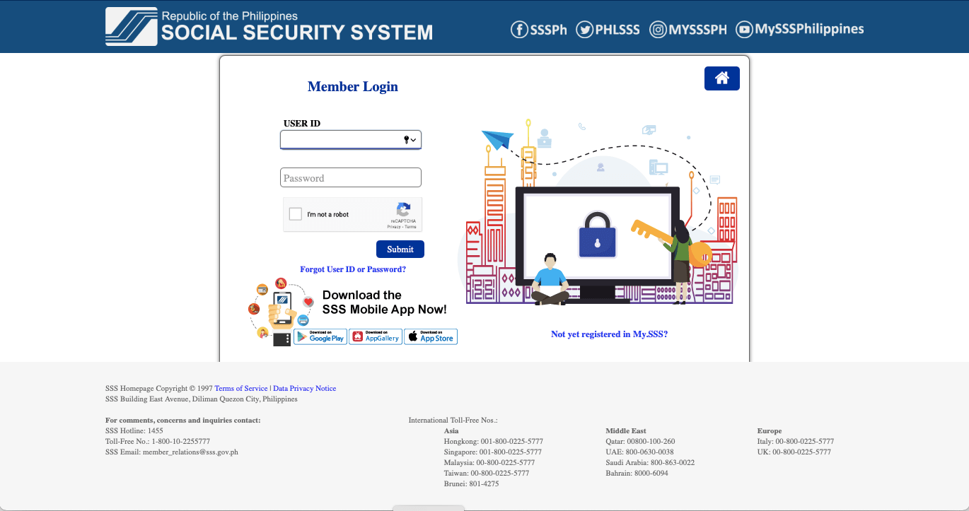 SSS portals for Members and Employer